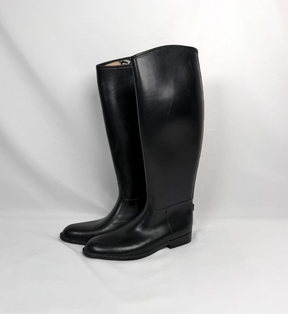 Vintage Black Rubber Equestrian Riding Boots EU 46 Made in Israel Horseback